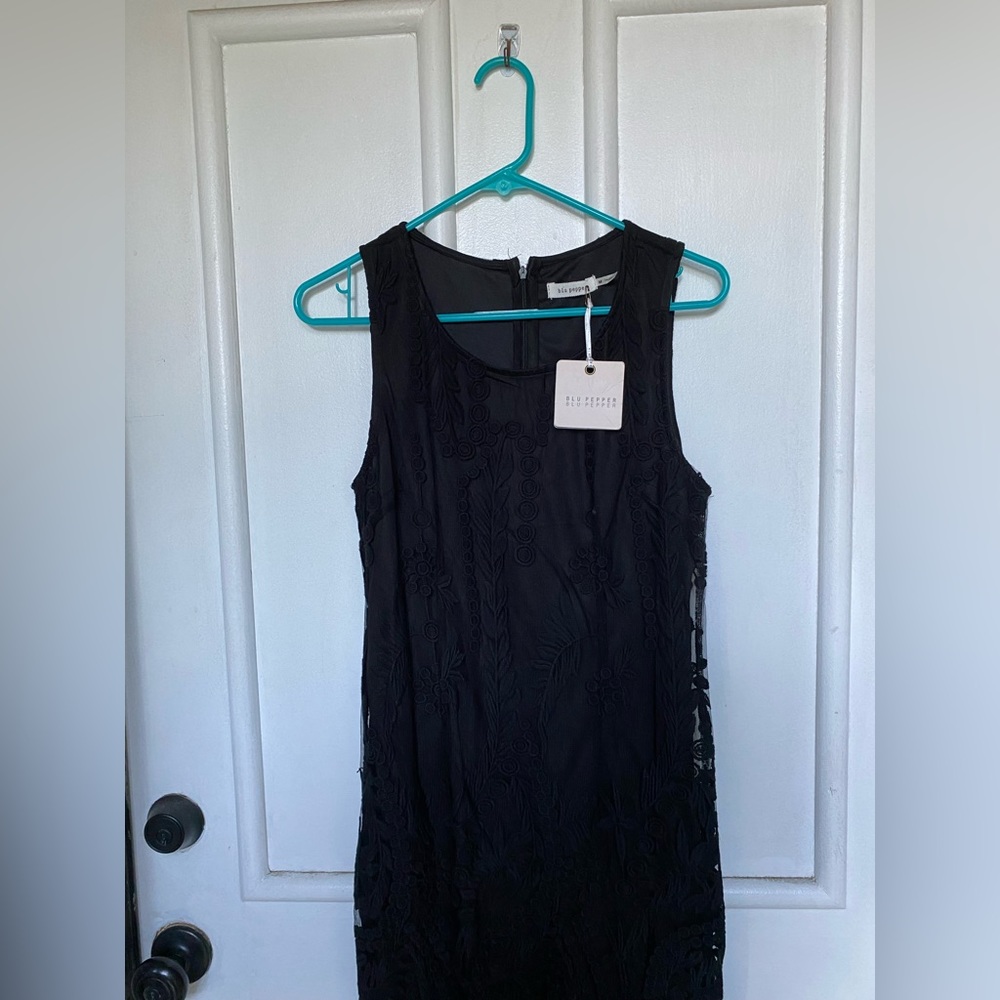 Blu Pepper mini black dress with lace